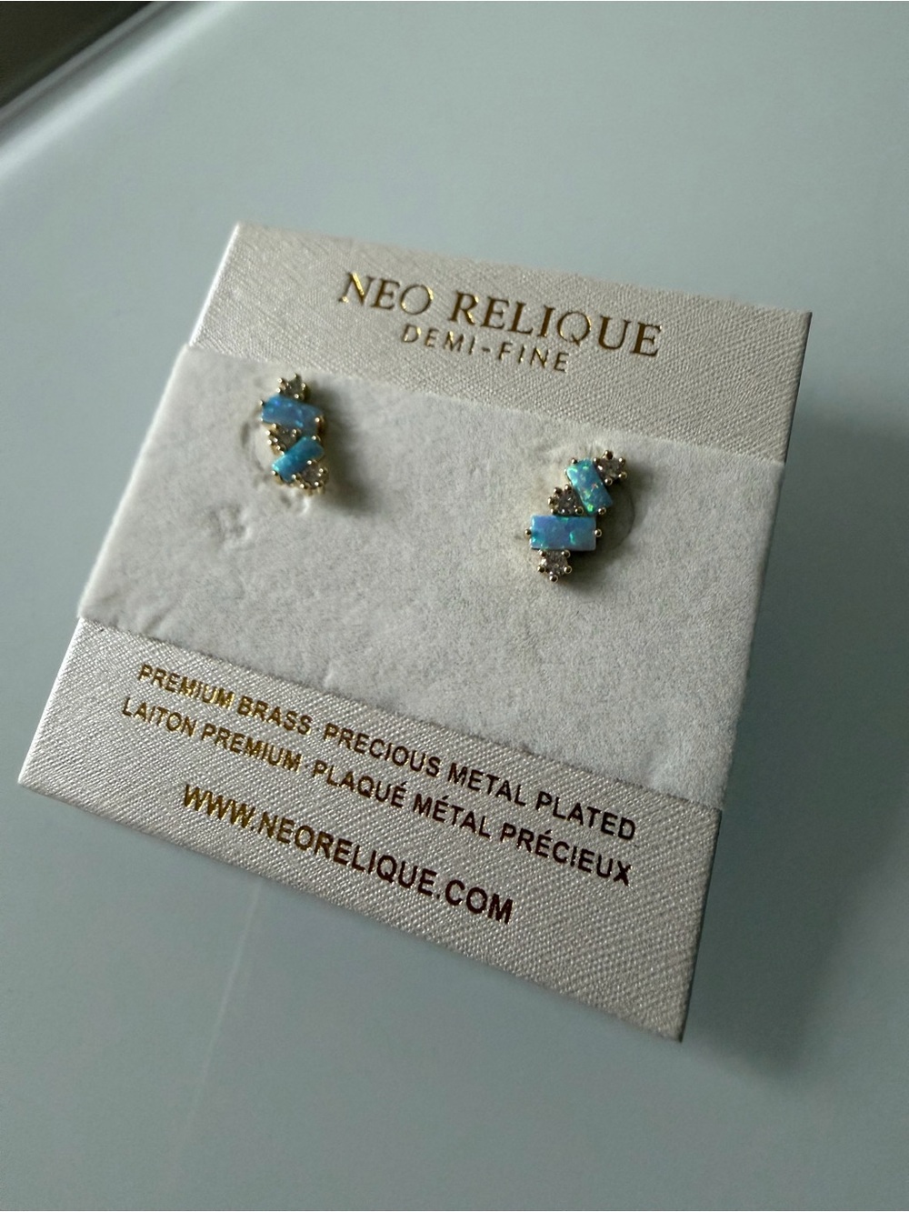 Blue Opal Cluster Stud Earrings